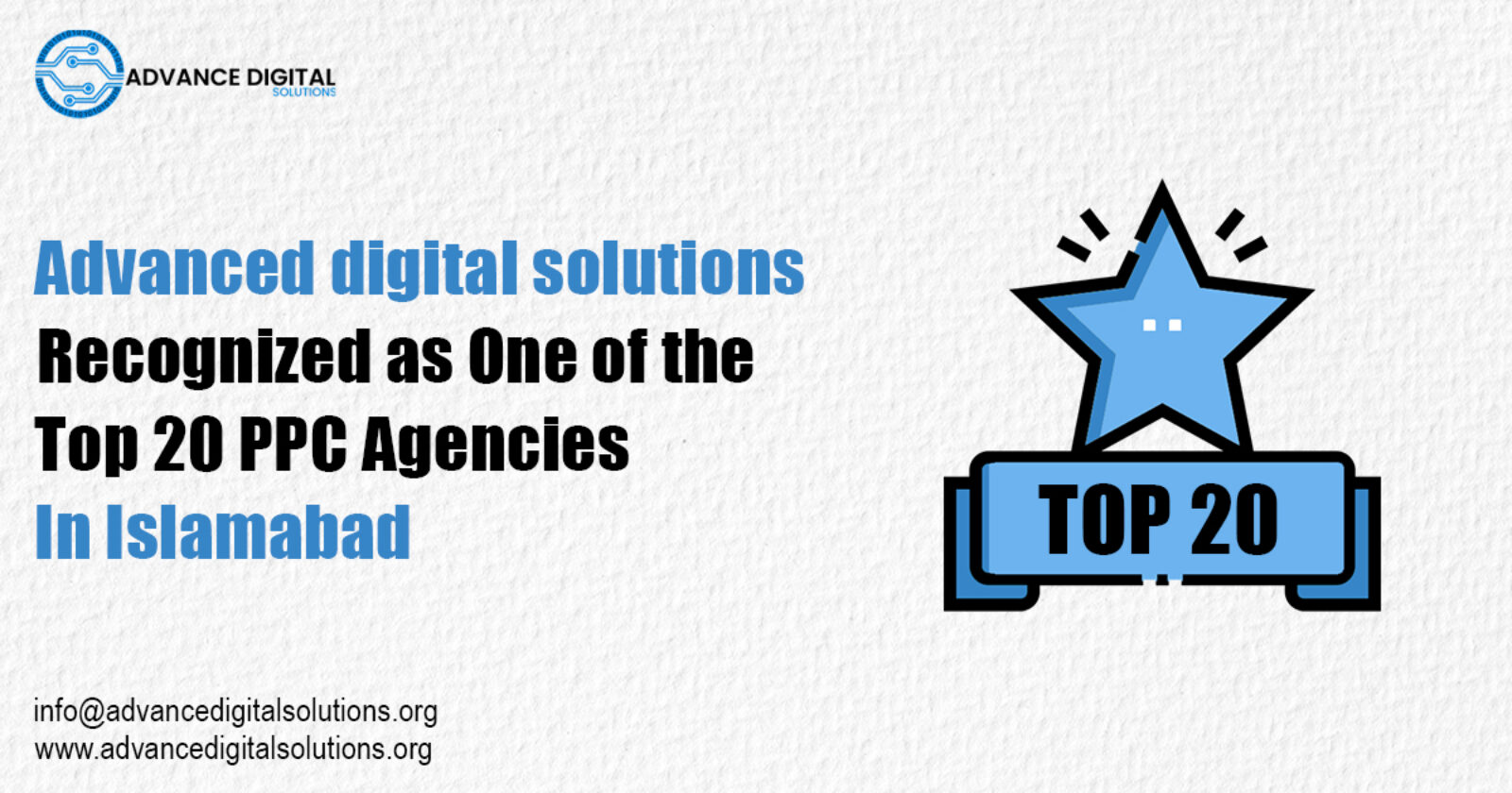 Advanced Digital Solutions Recognized as One of the Top 20 PPC Agencies in Islamabad